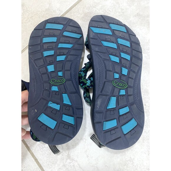 Chaco Sandals Kids Sz 4 Unisex Blue Green Hiking Water Camping - Picture 5 of 9